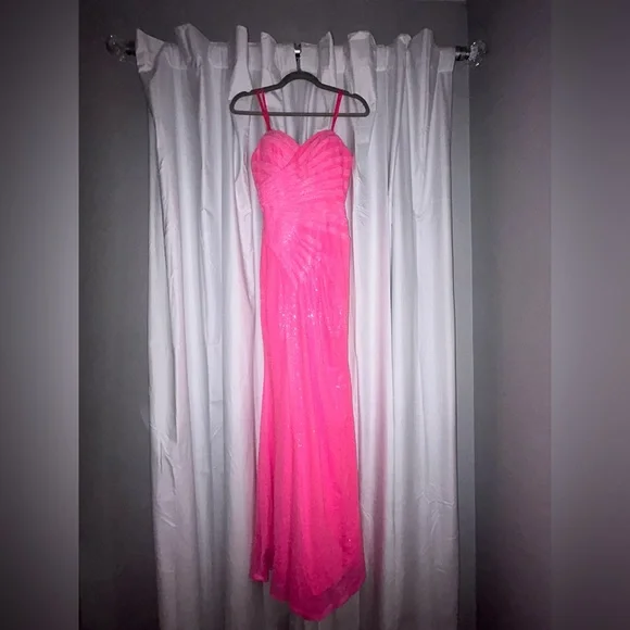 Dresses | Hot Pink Blondie Nites Dillards Prom Maxi Dress | Poshmark